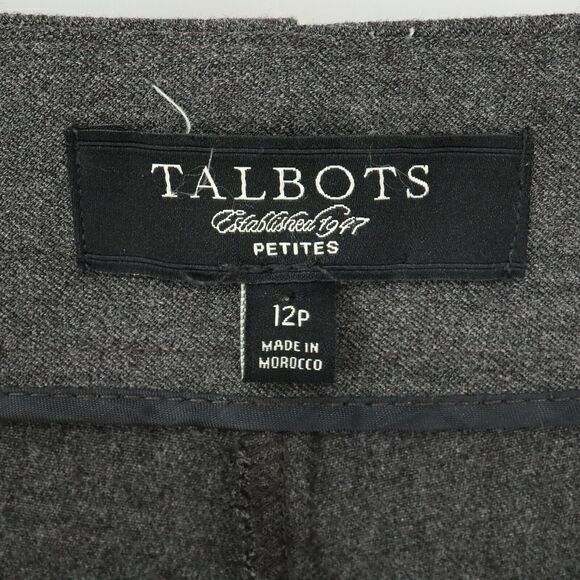 Talbots Dress Pants Petites 12P Gray Heritage Fit Straight Leg Side Zip Stretch - Picture 3 of 11